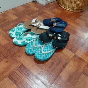 Kids Flip Flops Set - Blue, Black, Brown